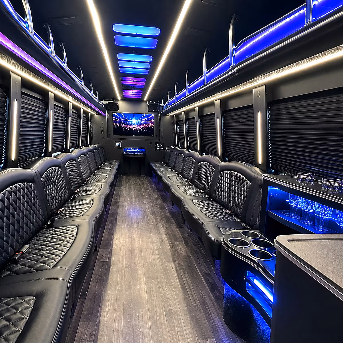 black party buses with led lighting sound systems and more for prom night in winston salem